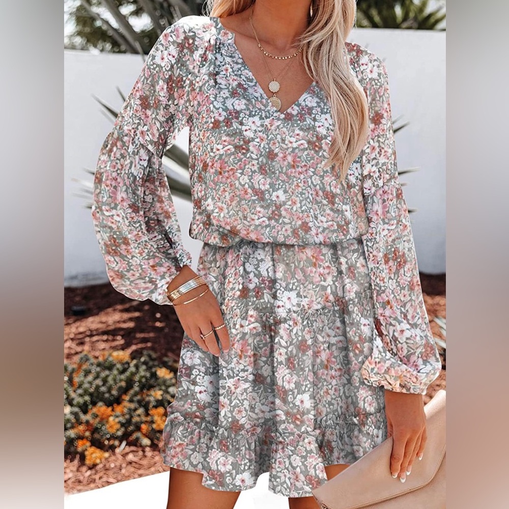 Gray Floral Dress